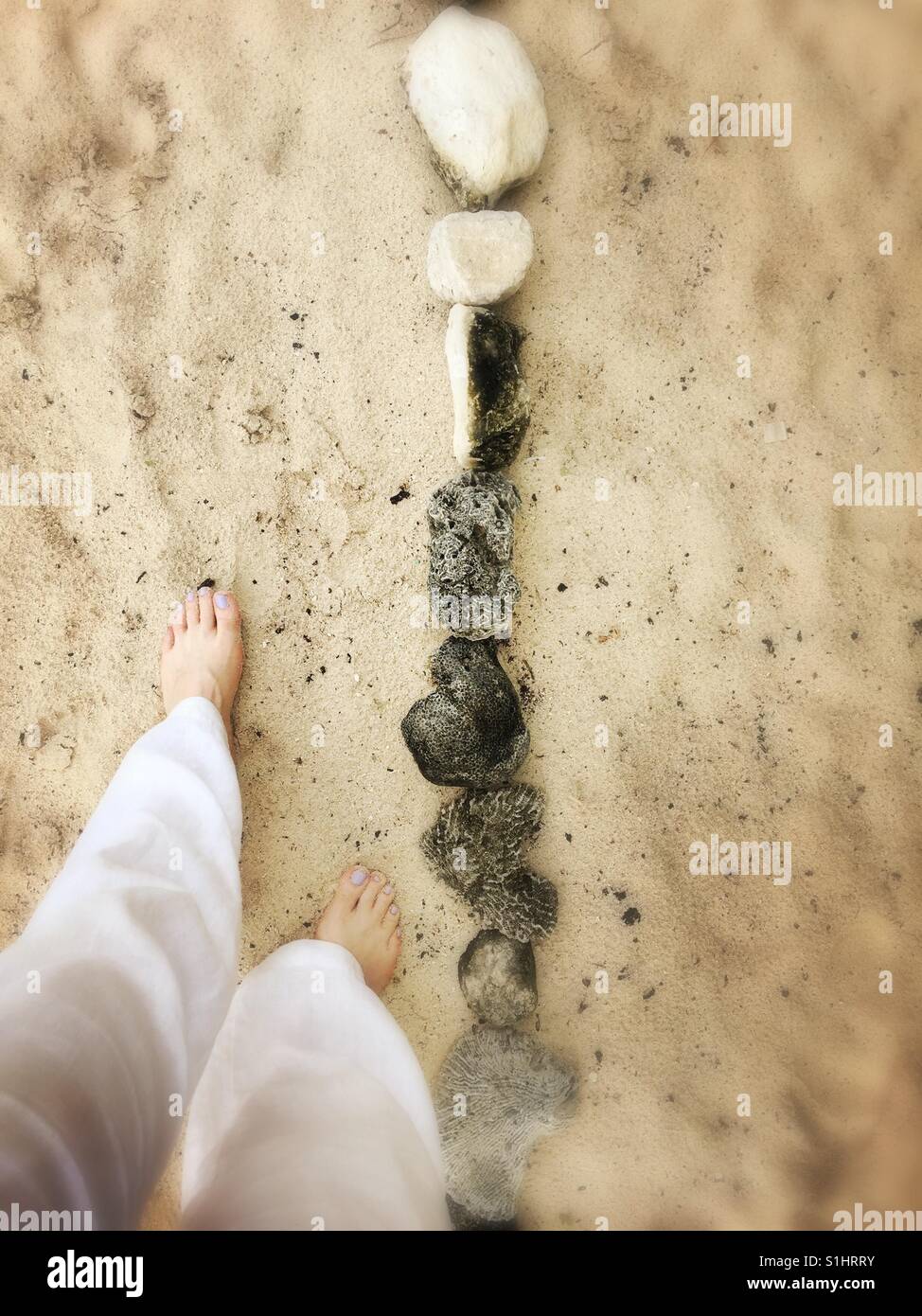 Walking labyrinth meditation Stock Photo