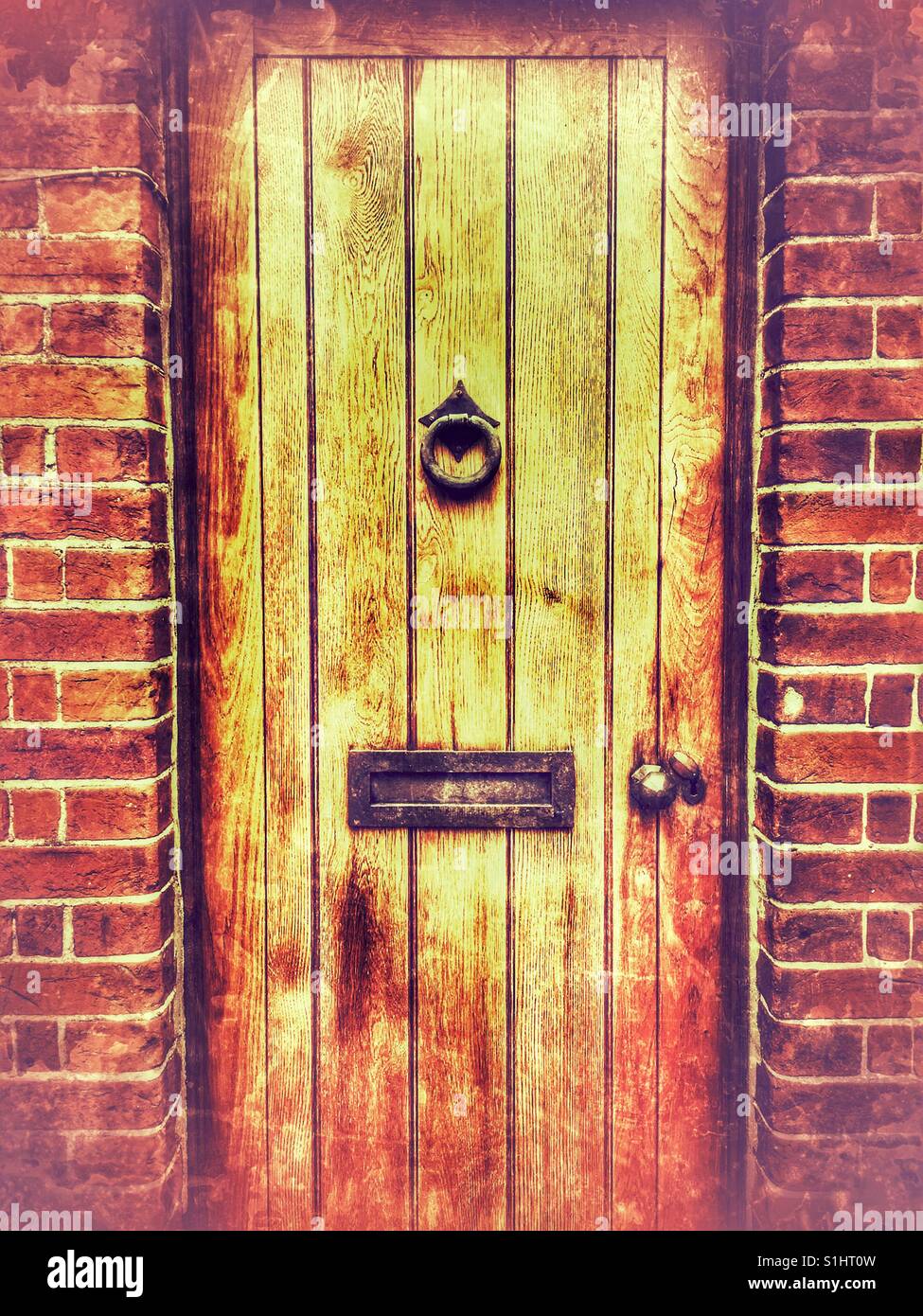 Oak front door - Smartphone Captured Stock Image
