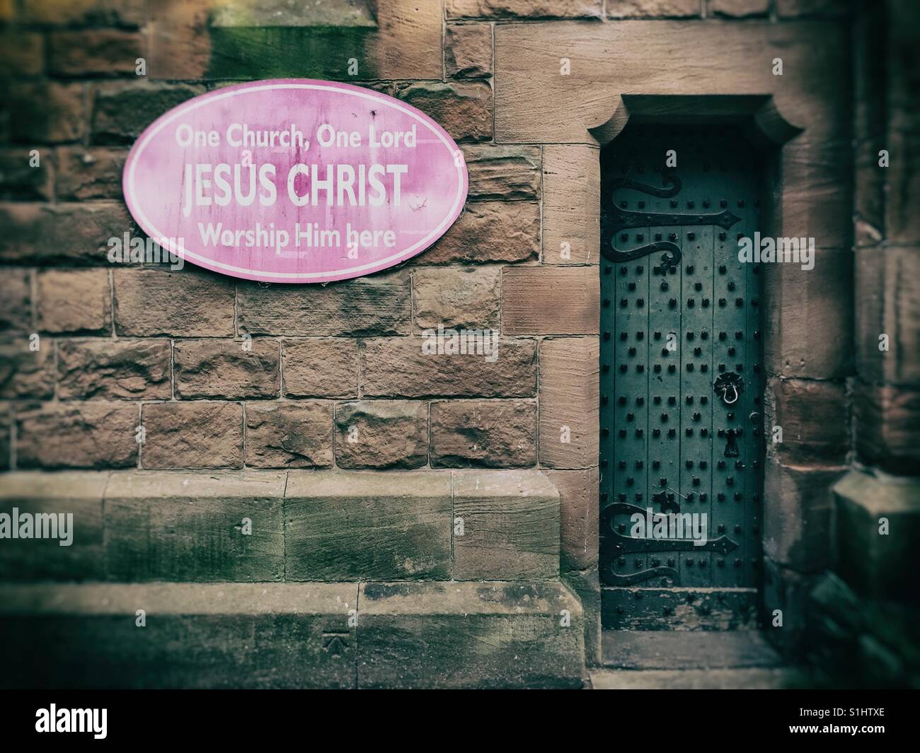 Side entrance of All Saints' Church in Runcorn, Cheshire, UK Stock Photo