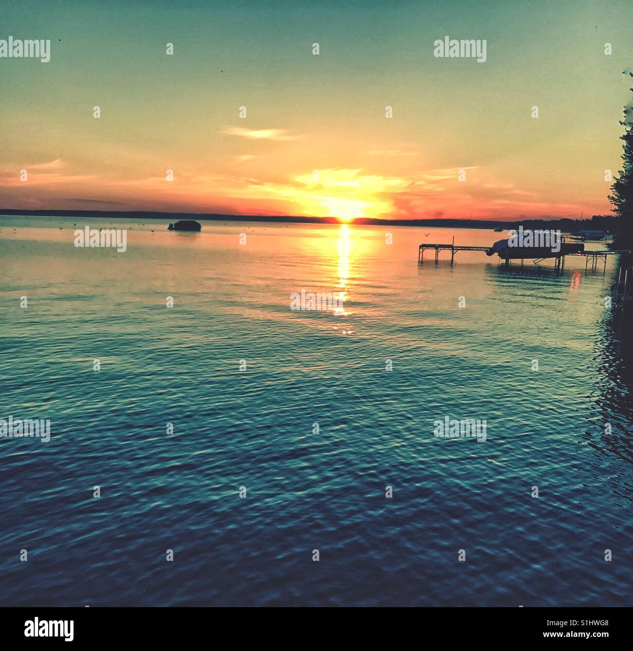 Sunset, Pigeon Lake, Alberta Stock Photo Alamy