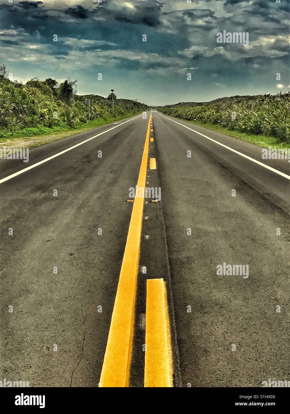 Highway A1A heading south, South Ponte Vedra Beach, Florida - Smartphone Captured Stock Image