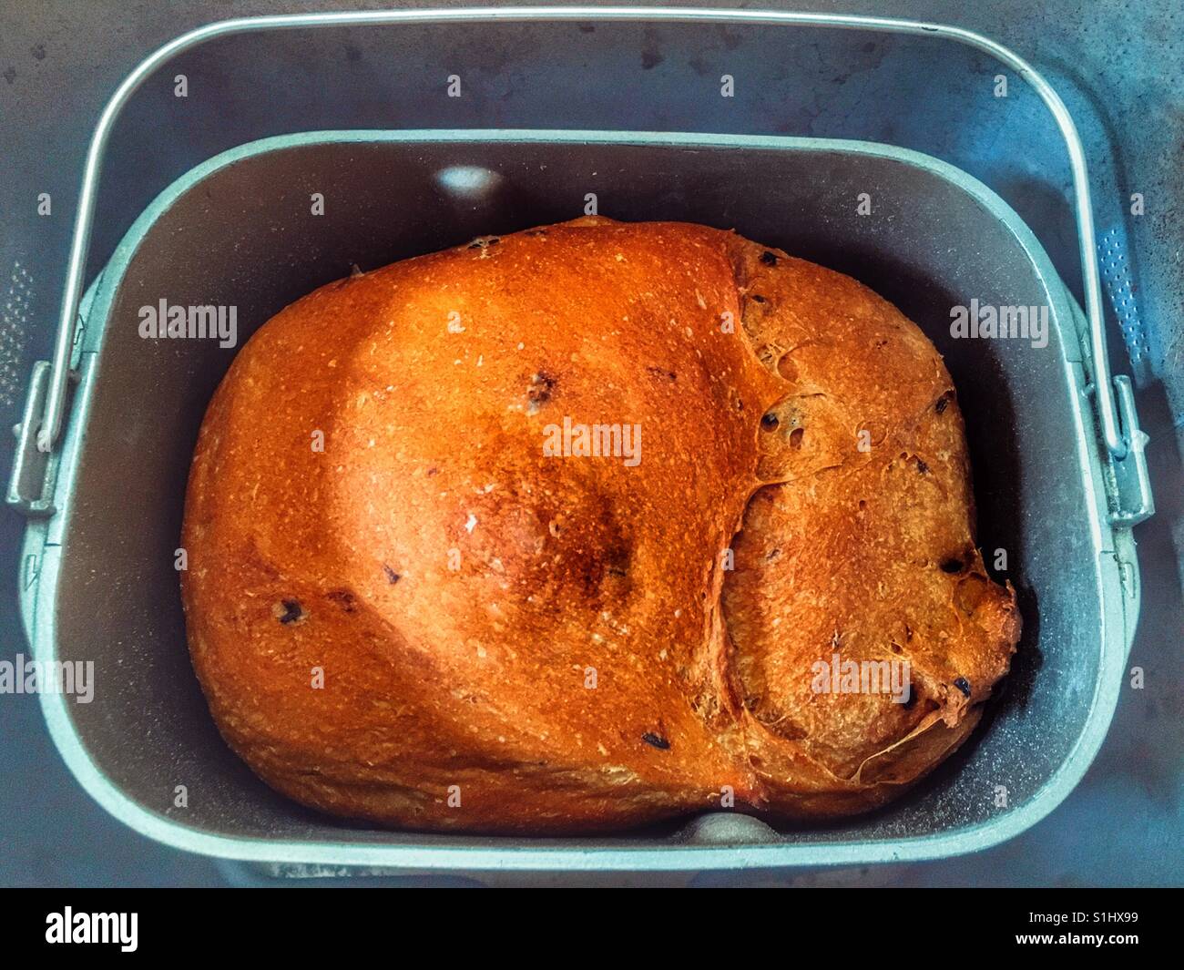Sun-dried tomato & chilli bread baked in bread machine - Smartphone Captured Stock Image
