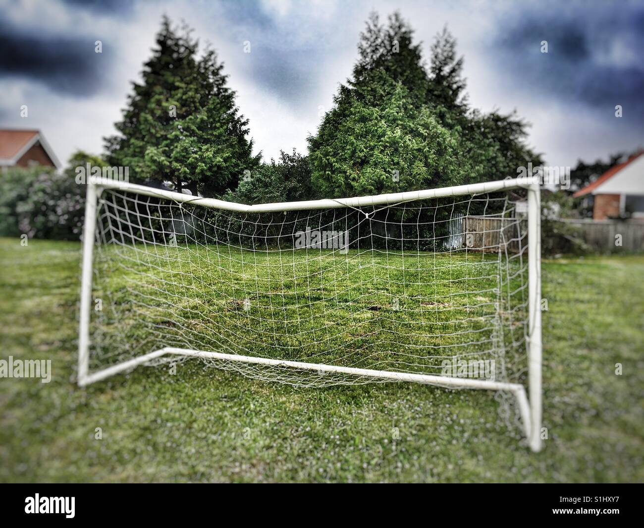 Wonky goalposts - Smartphone Captured Stock Image