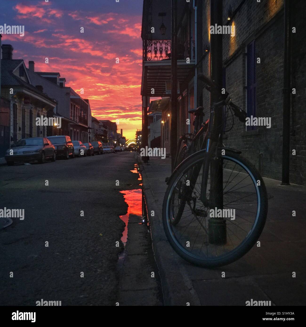 Incredible June sunset in New Orleans - Smartphone Captured Stock Image