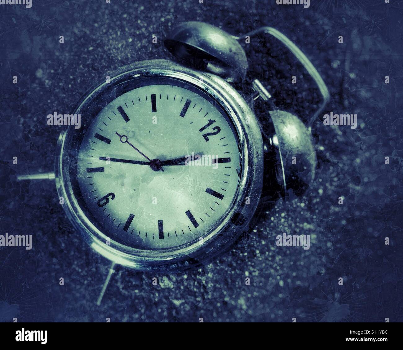 Analogue old retro style alarm clock Stock Photo Alamy