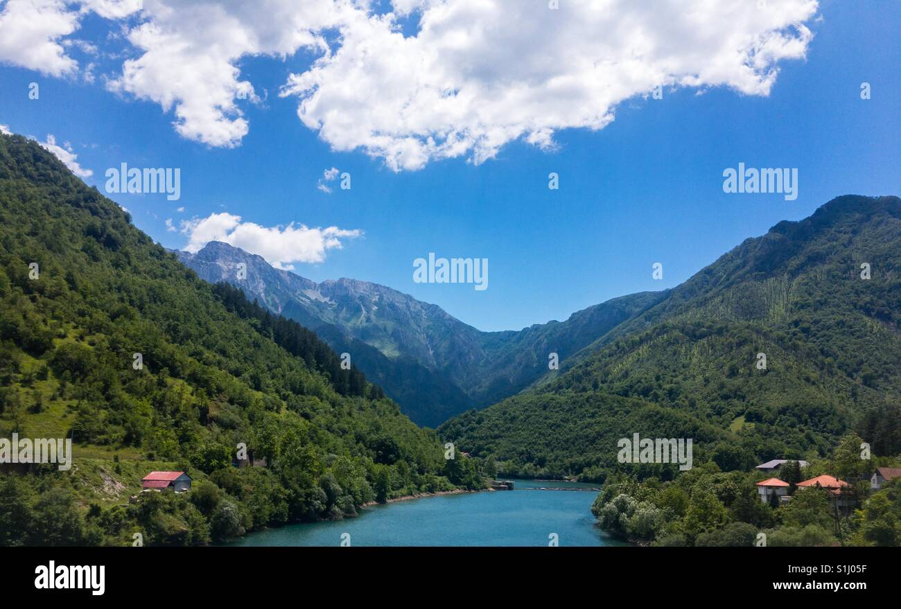 River canyon and green forest on sunny day Stock Photo