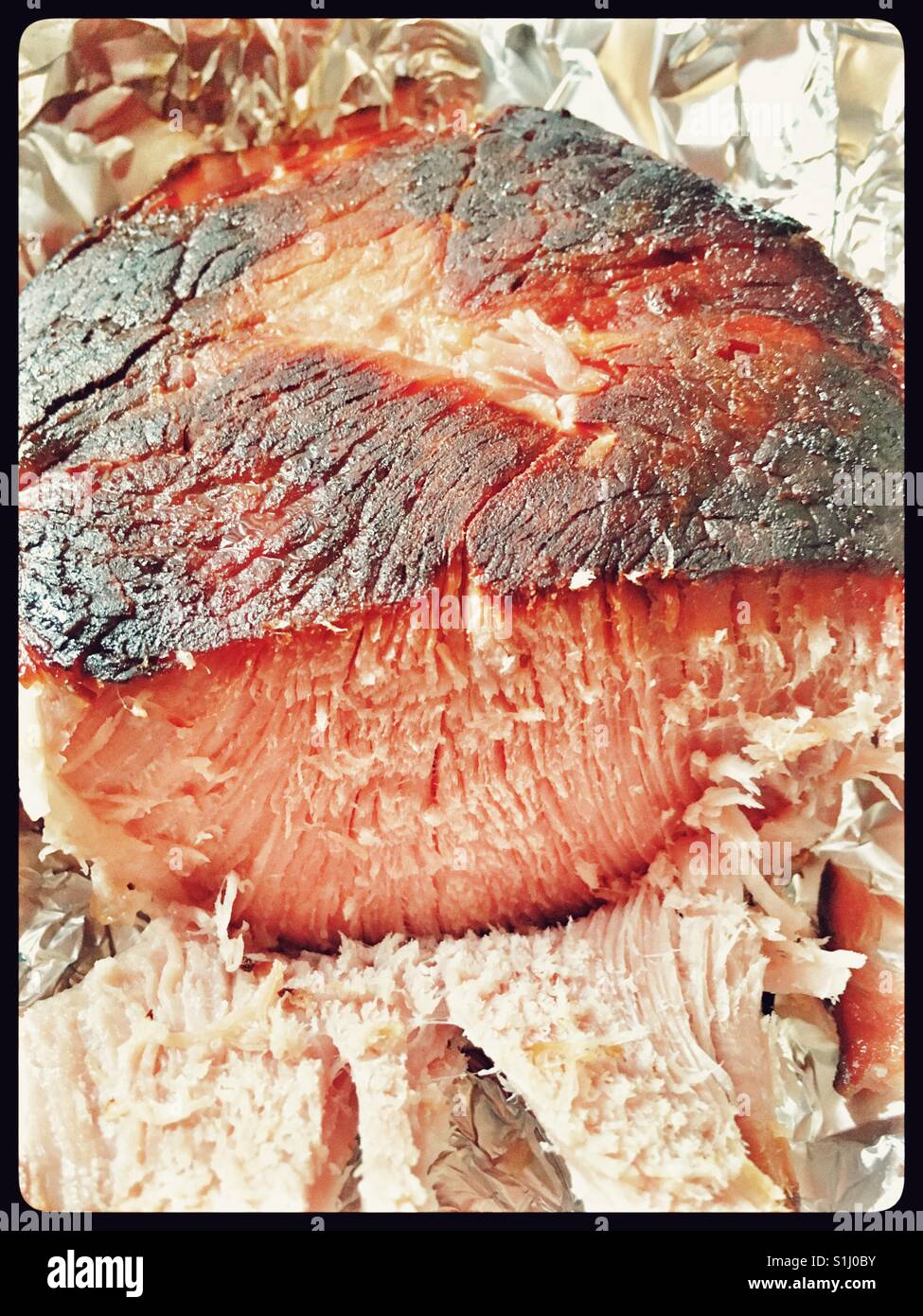 Roasted Gammon Ham Stock Photo Alamy