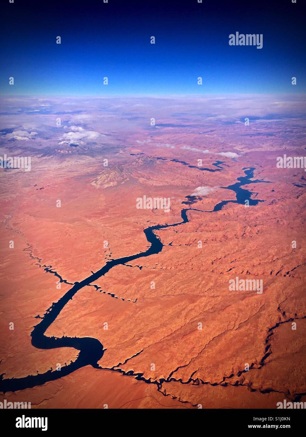 A Meandering River In The Desert Landscape From A Birds Eye View Stock Photo Alamy