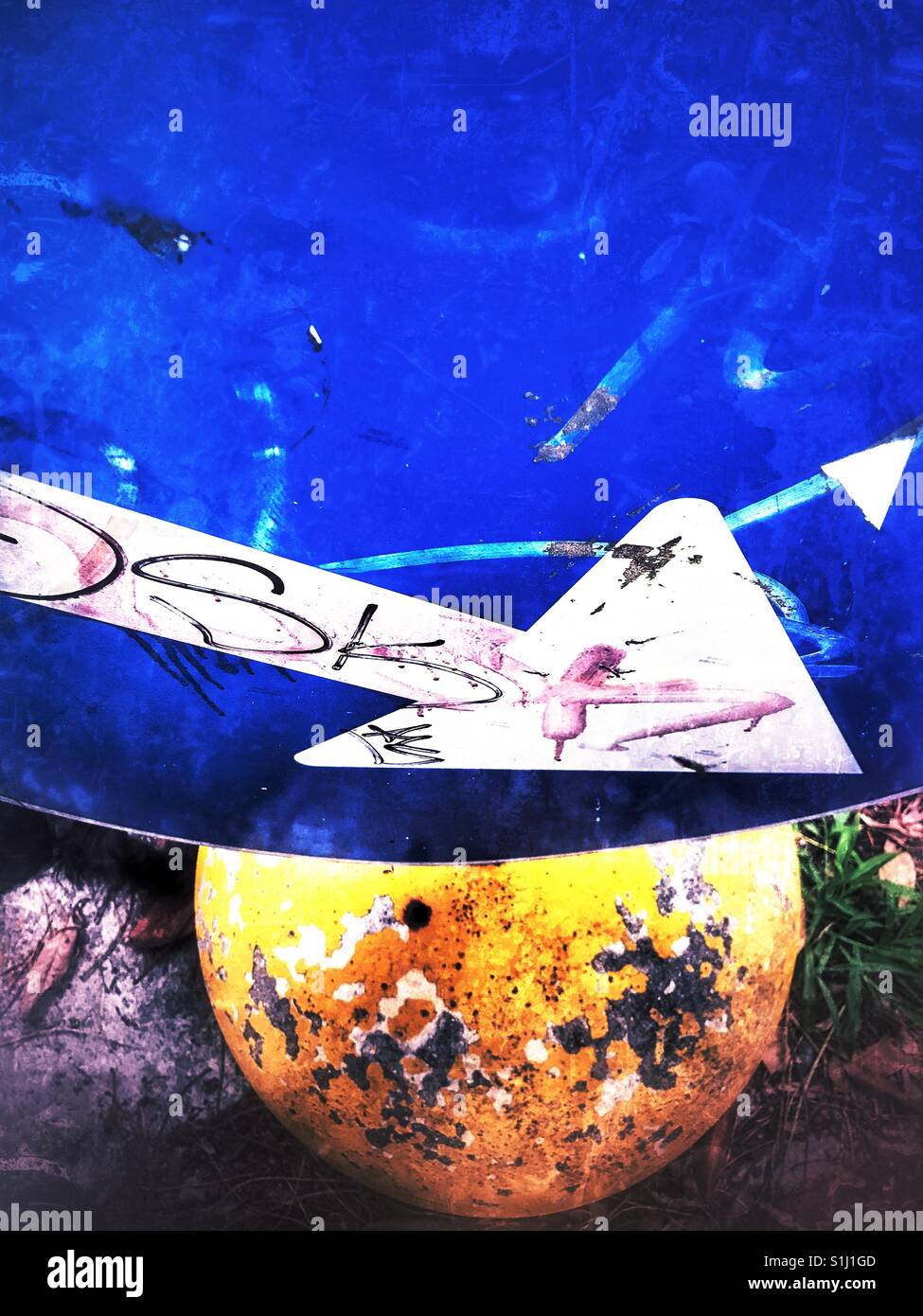 Arrow indicating direction here - Smartphone Captured Stock Image