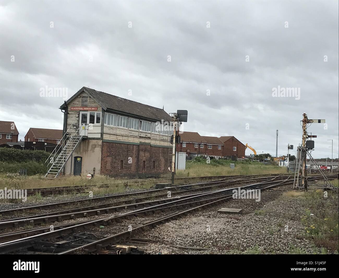 Blackpool north no.2 signal box railway & semaphore signals Stock Photo