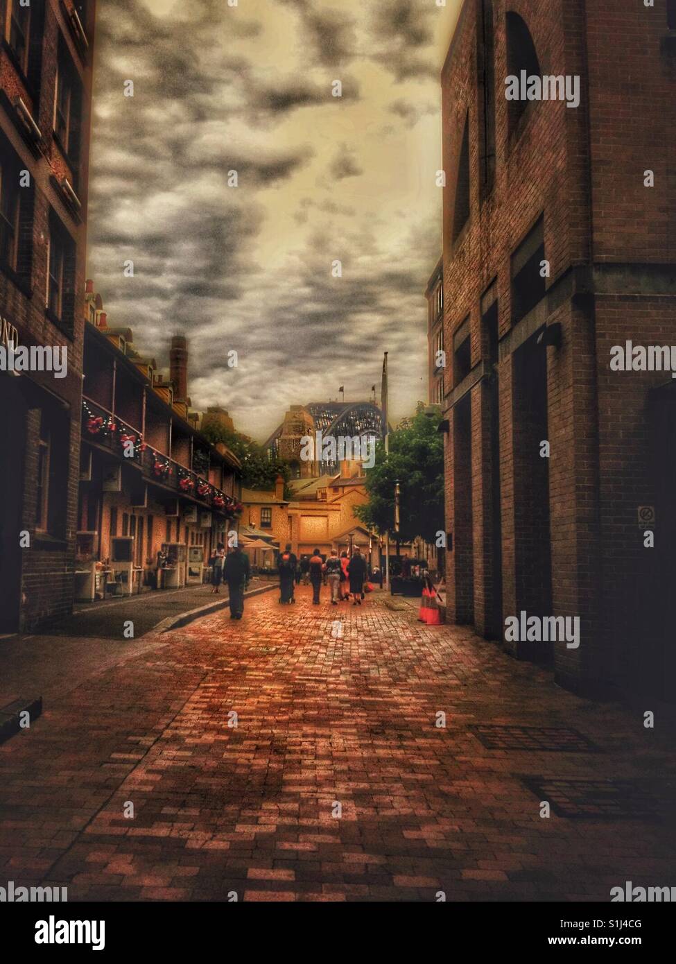 Walking through The Rocks in Sydney - Smartphone Captured Stock Image