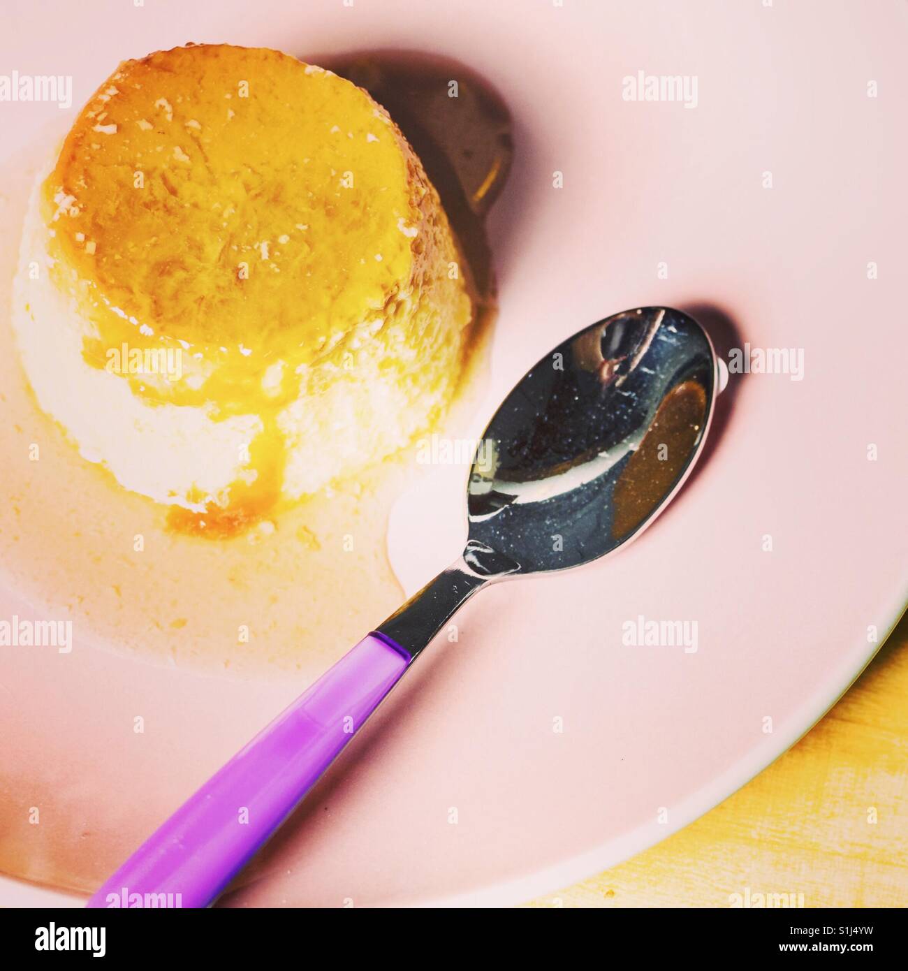 Flan sweet dessert - Smartphone Captured Stock Image