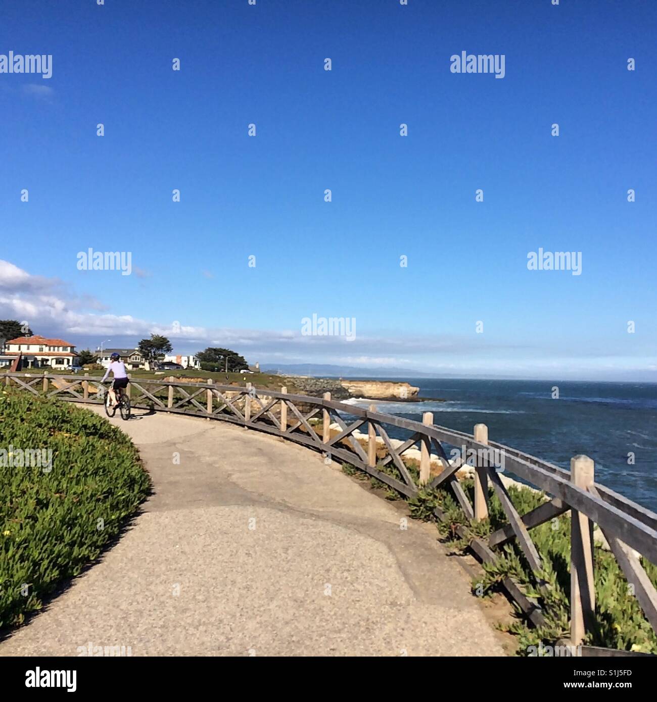 Path next to West Cliff Drive, Santa Cruz, California Stock Photo
