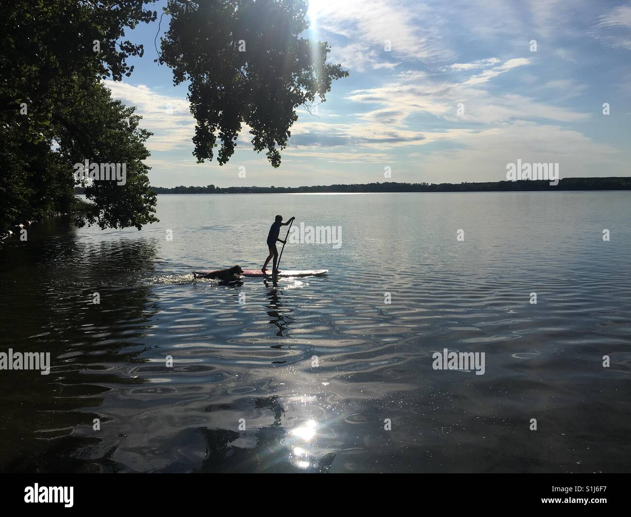 Summertime on a lake in Minnesota Stock Photo
