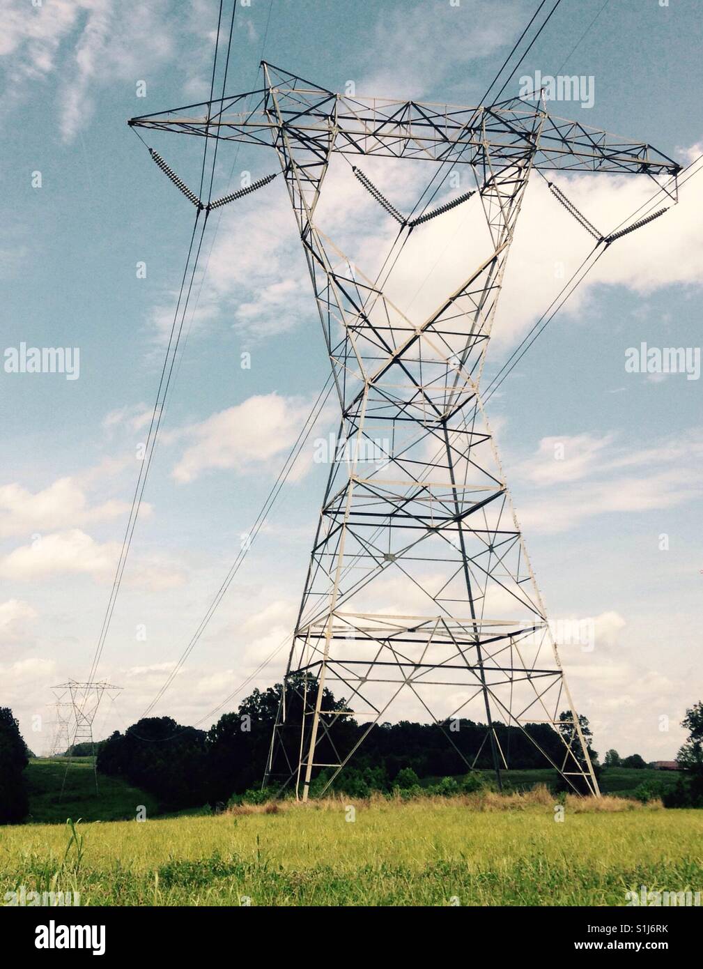 Hear the electricity surging overhead - Smartphone Captured Stock Image