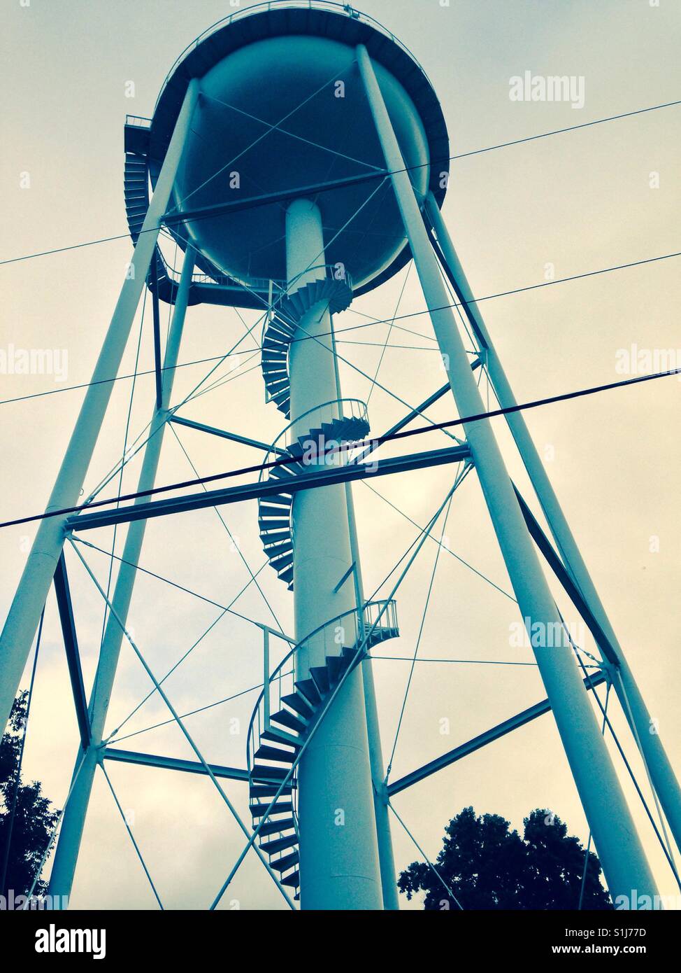 Water tower in small North Carolina town - Smartphone Captured Stock Image