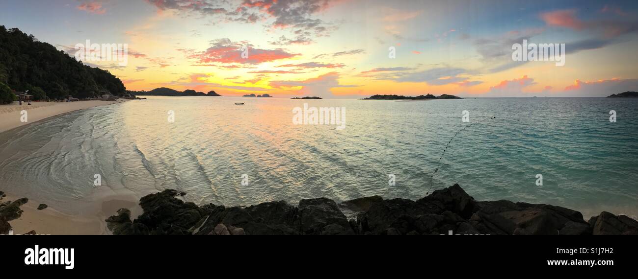 Panoramic view of the sunrise on Redang Island, Terengganu, Malaysia Stock Photo