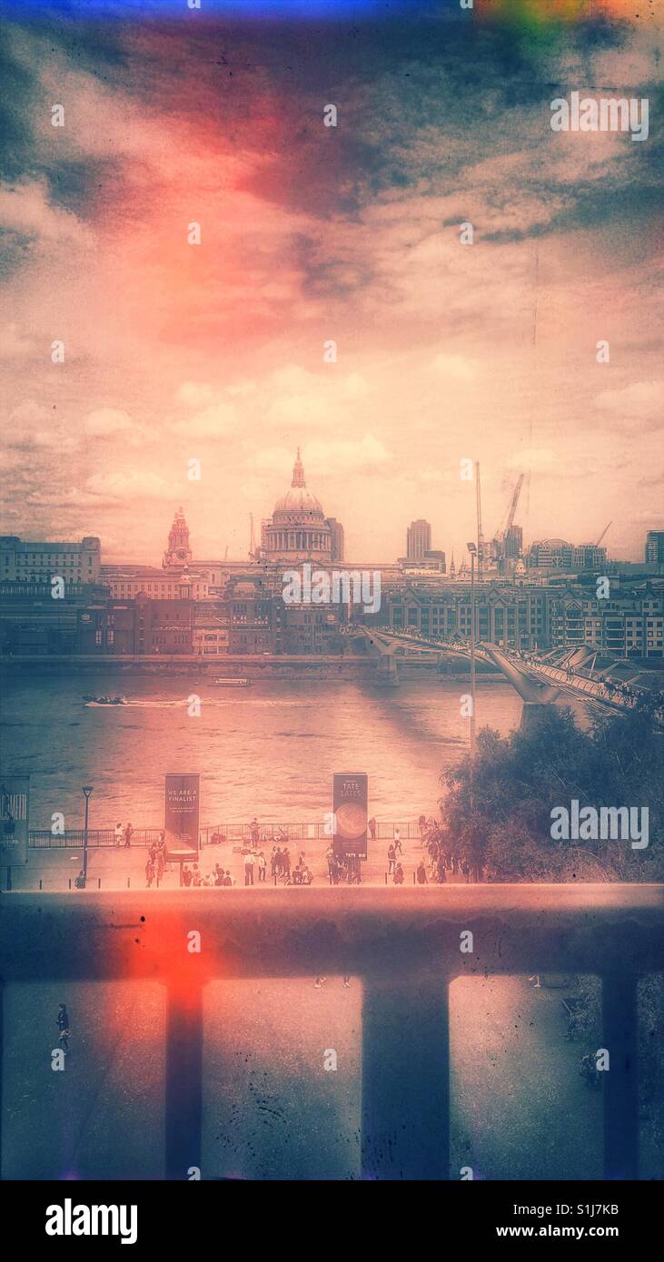 St. Paul's Cathedral from Tate Modern, London, England - Smartphone Captured Stock Image