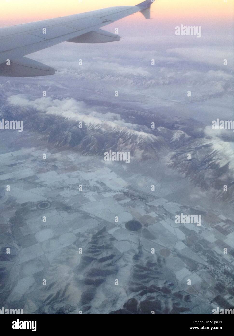 Irrigation circles in Western US from overhead - Smartphone Captured Stock Image