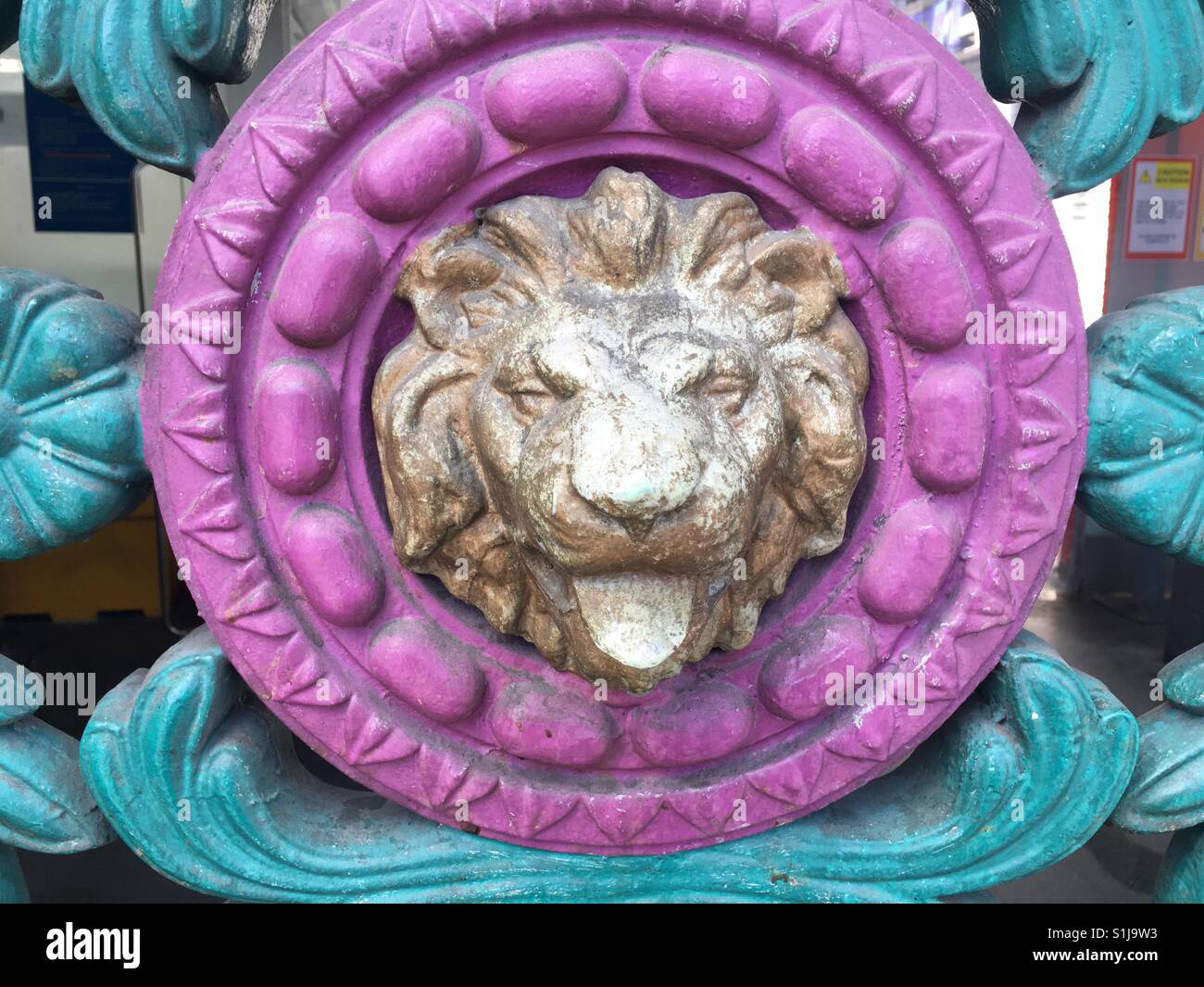 Lion on Smithfield market gate Stock Photo