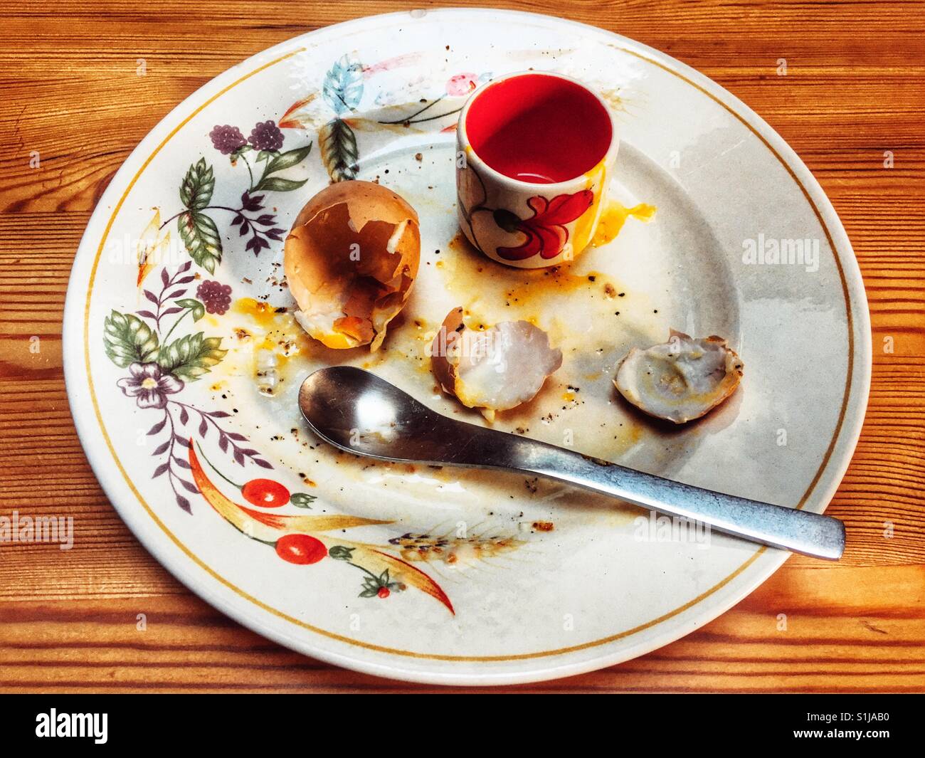 Egg shell with egg cup - Smartphone Captured Stock Image