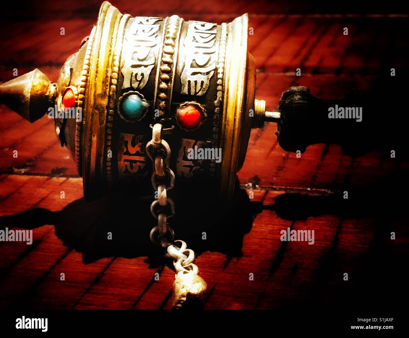 Close up of Tibetan prayer wheel - Smartphone Captured Stock Image
