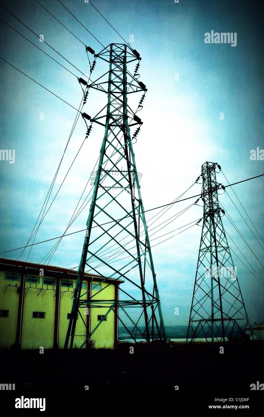 electricity power lines Stock Photo Alamy