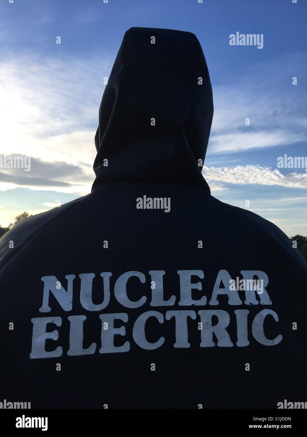 Figure in 1990's Nuclear Electric Parka. Stock Photo