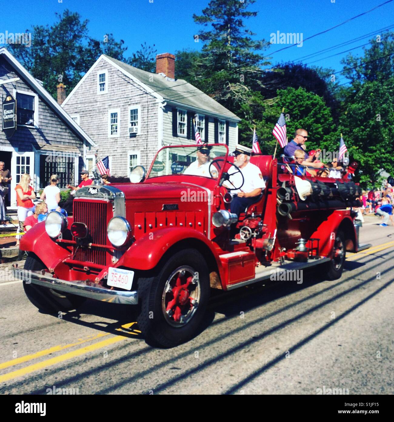 An antique car in the 2017 Barnstable Village 4th of July Parade Cape 