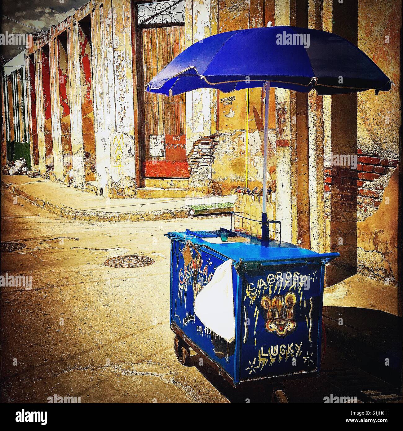 Drink stall in Santiago De Cuba on a hot day - Smartphone Captured Stock Image