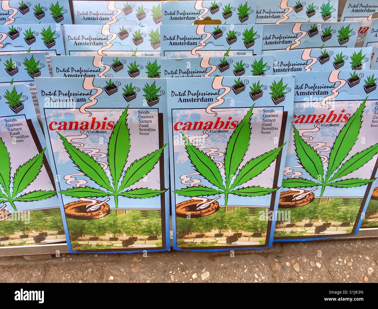 Cannabis growing starter kits for sale in Amsterdam, Netherlands Stock Photo