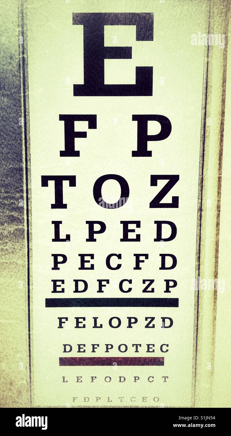 Eye testing chart. - Smartphone Captured Stock Image