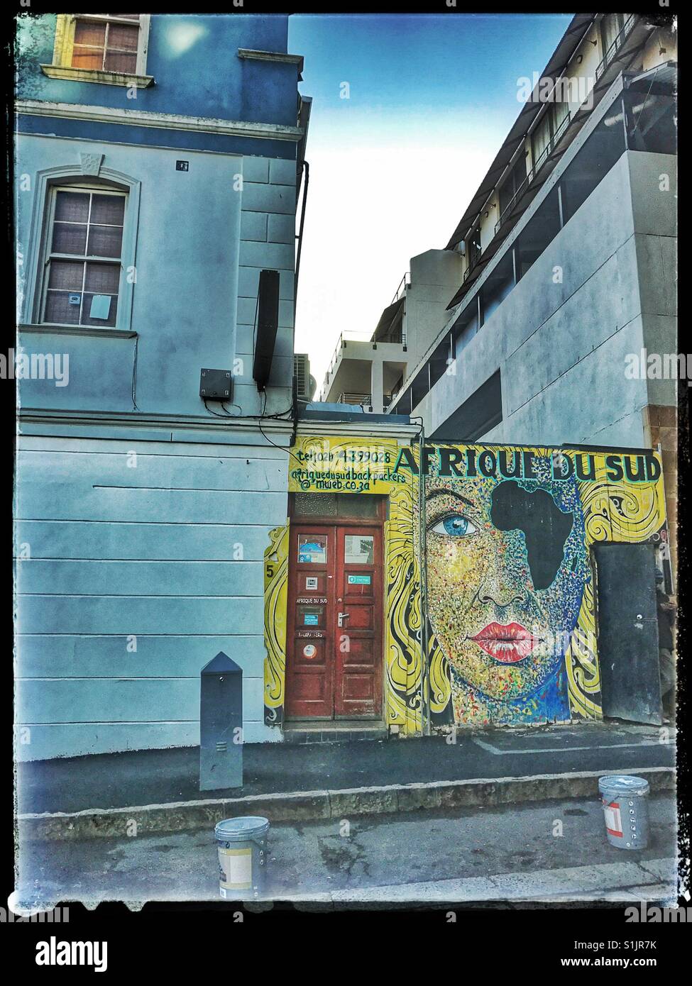 Graffiti on wall of backpackers in Seapoint, Cape Town, South Africa. - Smartphone Captured Stock Image