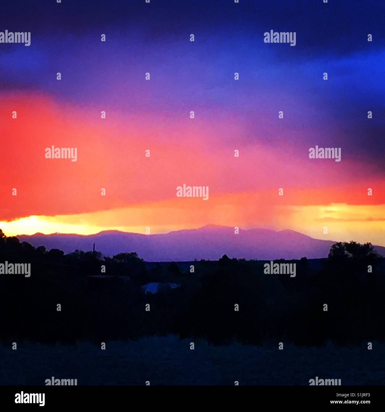 Storm at sunset over Santa Fe - Smartphone Captured Stock Image