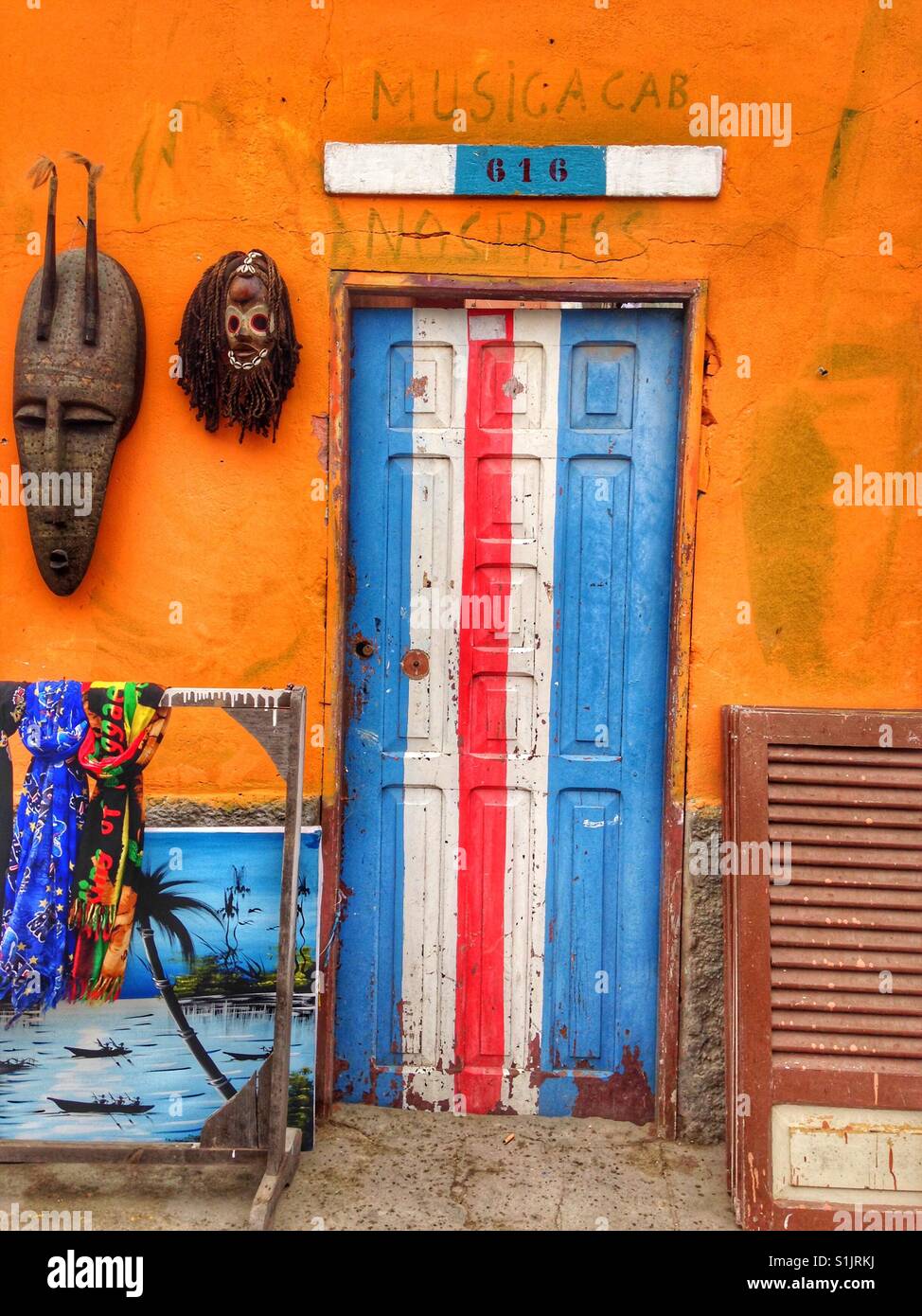 A colourful doorway on the island of Sal in Cape Verde Stock Photo Alamy