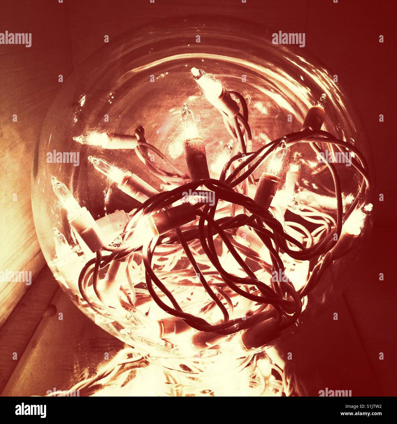 String of Christmas lights in the glass ball - Smartphone Captured Stock Image