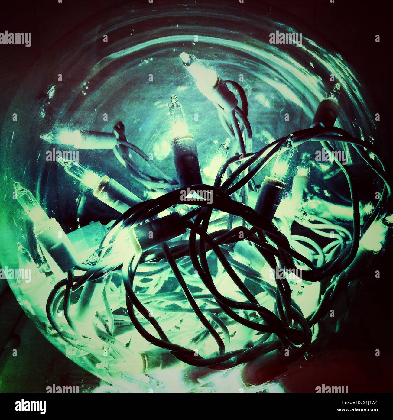 Christmas lights in glass sphere - Smartphone Captured Stock Image