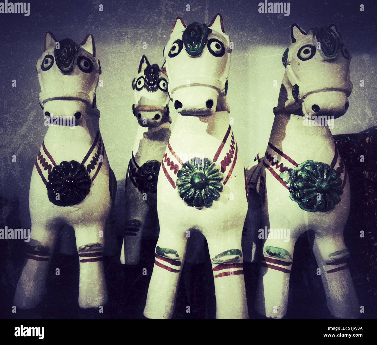 Ceramic toy horses Peruvian souvenirs - Smartphone Captured Stock Image