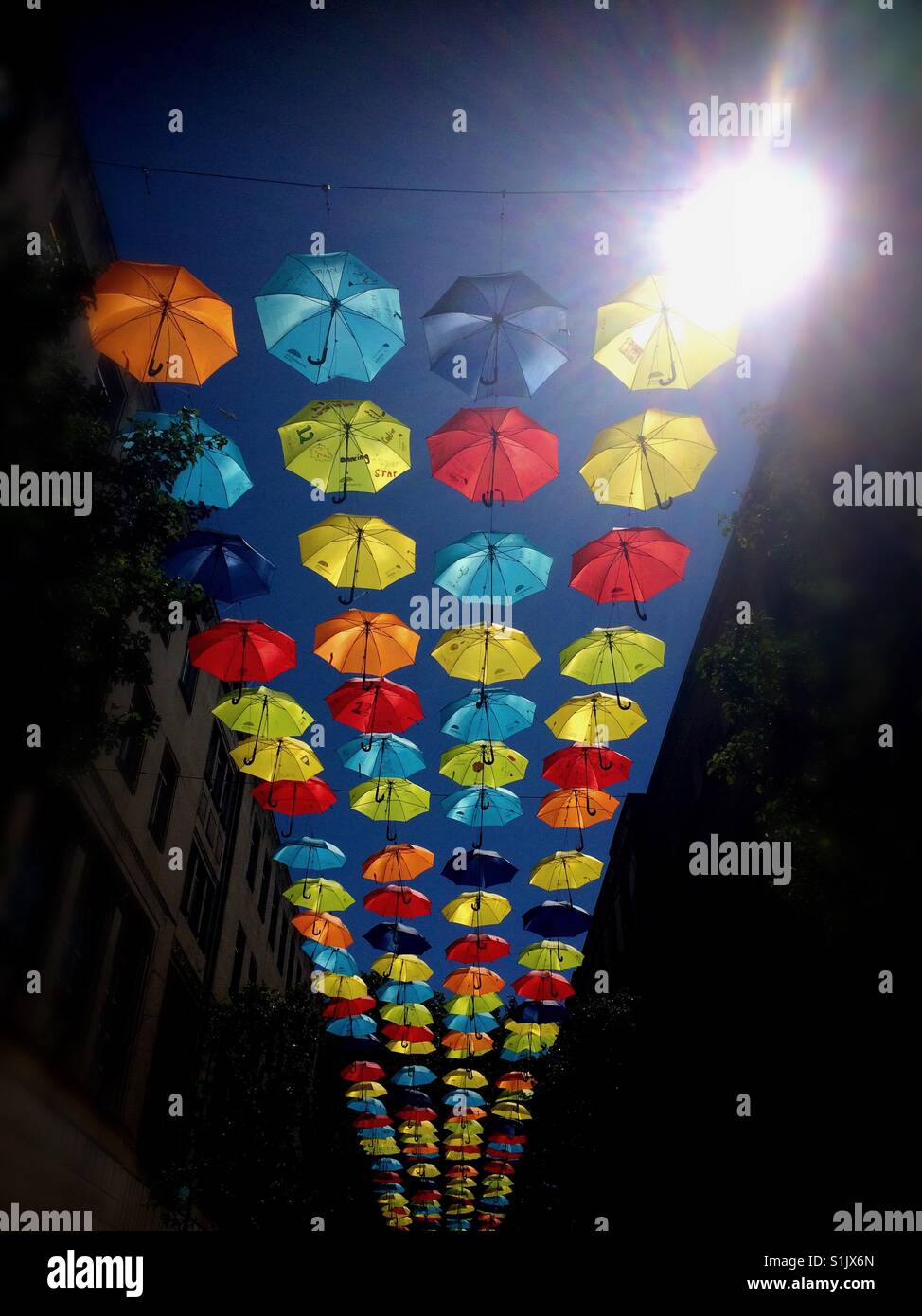 Umbrellas Liverpool Stock Photo Alamy