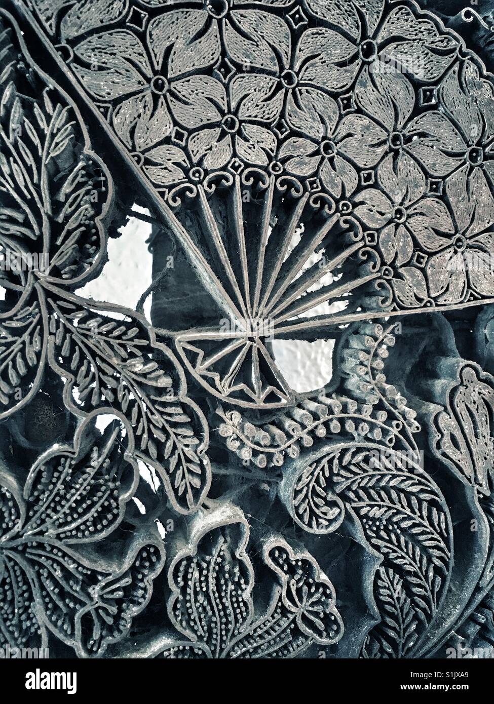 Antique metal dye for block printing batiks - Smartphone Captured Stock Image