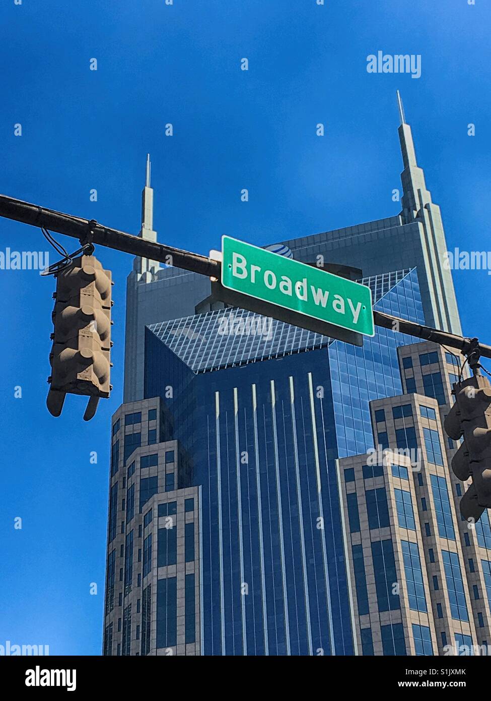 Broadway street sign in Nashville, TN Stock Photo