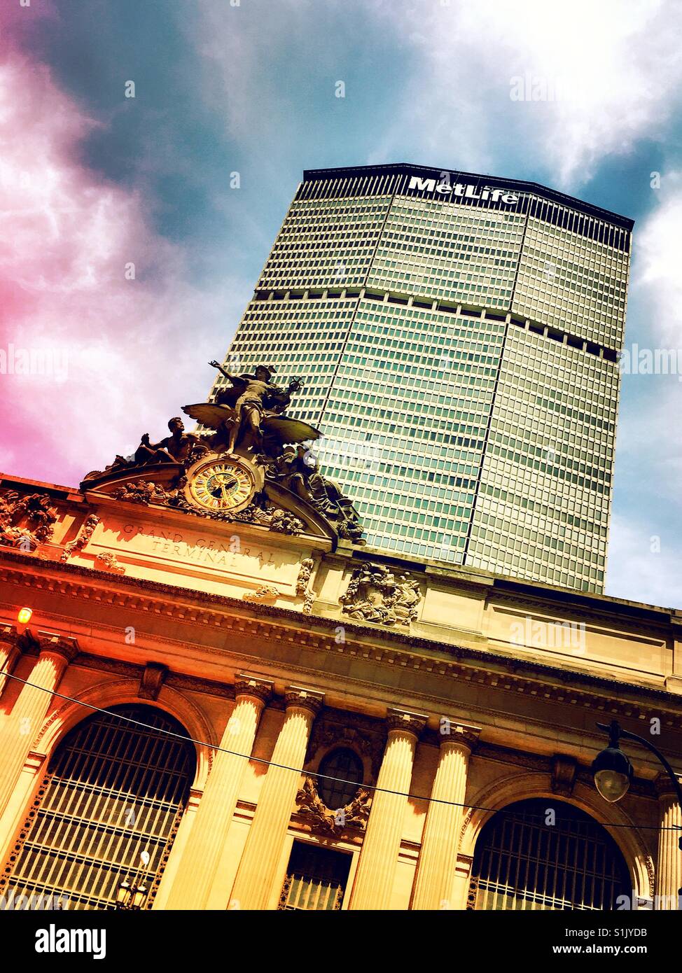 Grand Central terminal front and MetLife building, NYC, USA - Smartphone Captured Stock Image