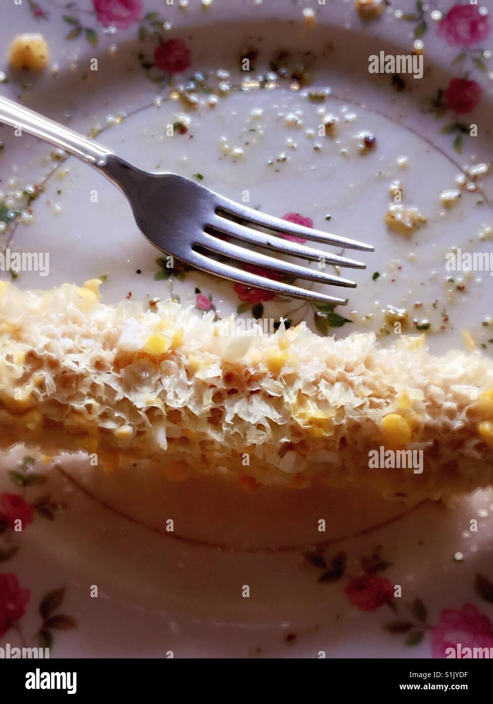 China  plate and eaten corn cob, USA - Smartphone Captured Stock Image
