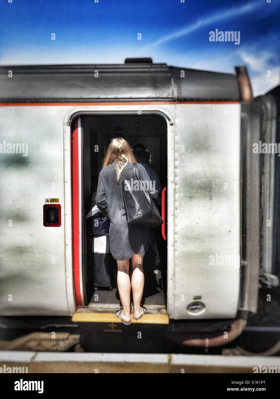 Boarding a train - Smartphone Captured Stock Image
