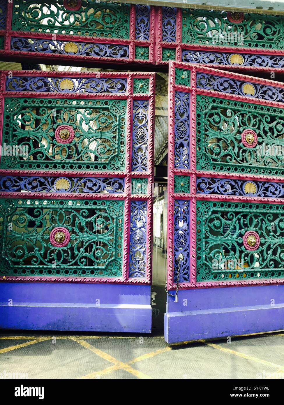 Colourful Smithfield market gate in East London in England Stock Photo