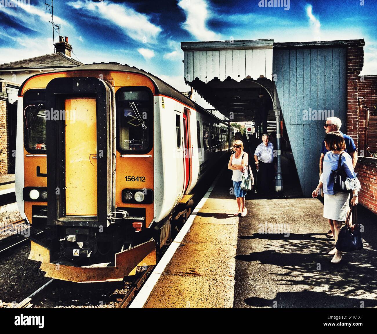 Woodbridge railway station on the 49-mile Lowestoft to Ipswich east Suffolk branch line. - Smartphone Captured Stock Image