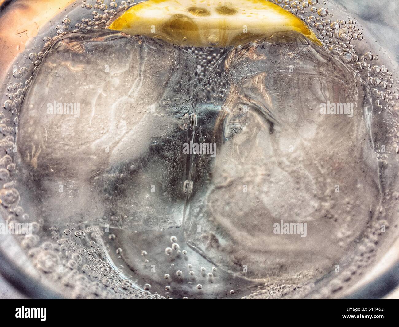Cold drink with ice and lemon - Smartphone Captured Stock Image