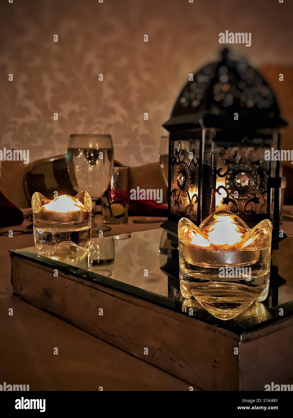 Romantic centerpiece for Indian wedding Stock Photo Alamy