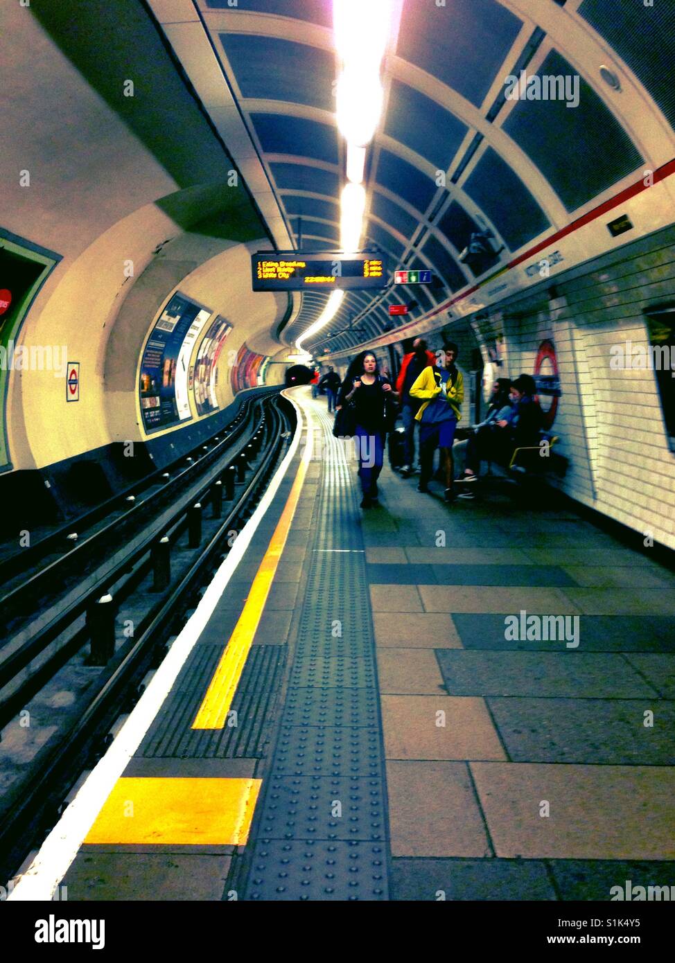 The platform at Notting Hill London Underground Station, - Smartphone Captured Stock Image