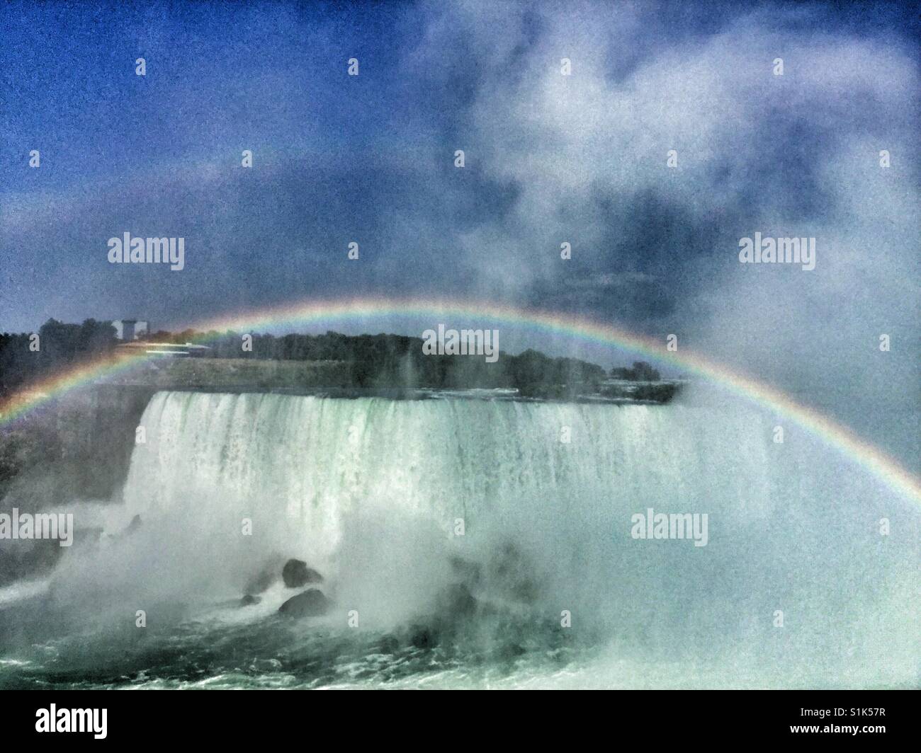 Rainbow over the Falls. - Smartphone Captured Stock Image